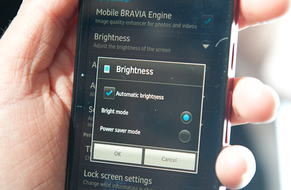 Auto brightness setting, as seen on Xperia P (Photo Credit: esato.com).